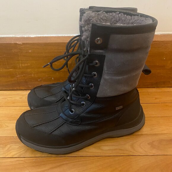 Men's UGG Black Synthetic Waterproof Lace-Up Boots 1095141 Size 10.‎  Snow Boot - Picture 2 of 5